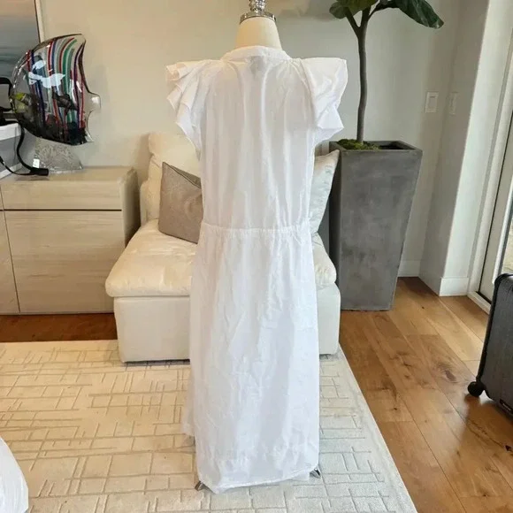 Goop G. Label by goop Connie Ruffle Mid-Length Dress White Size 14 - Picture 6 of 7